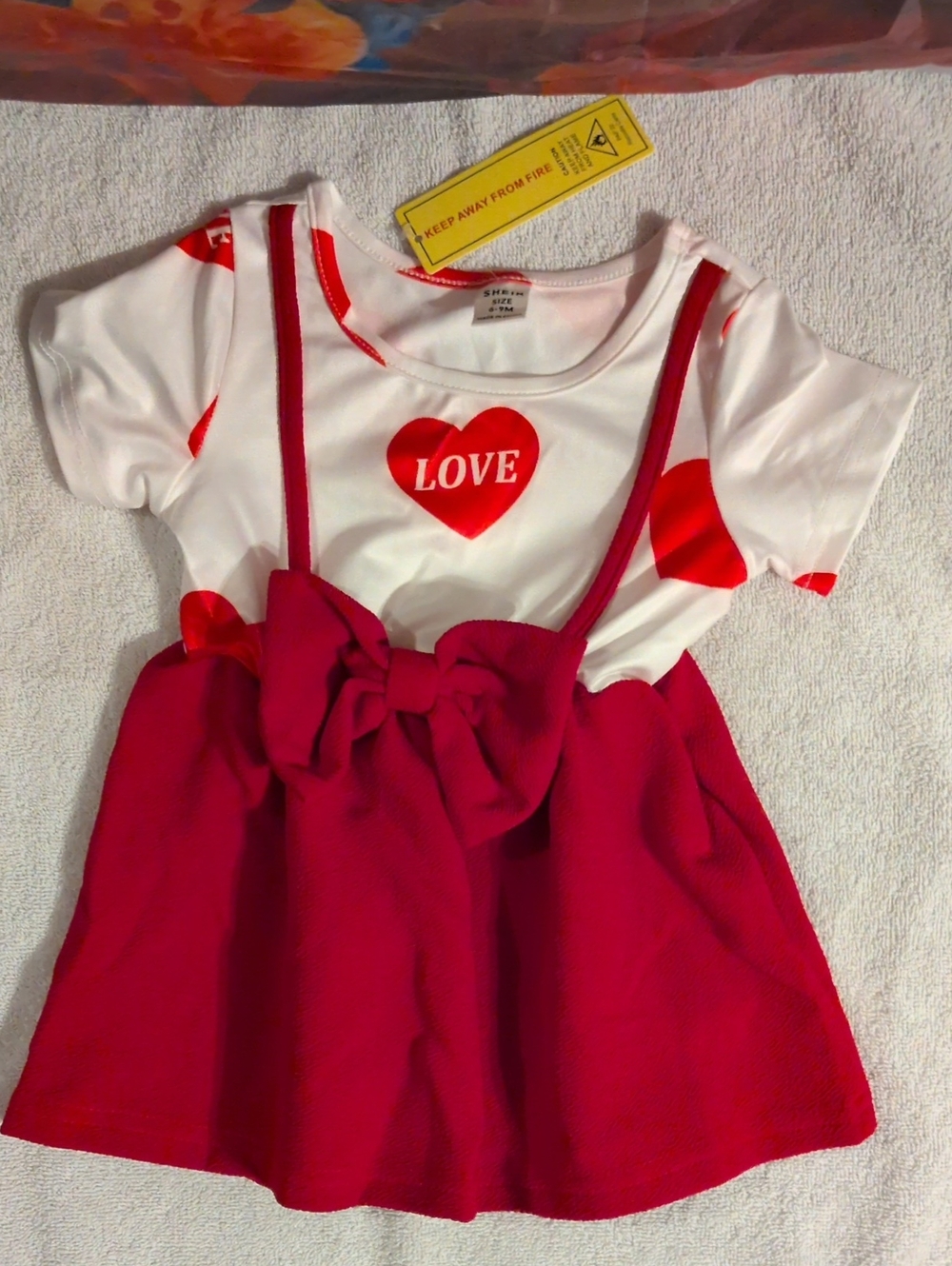 SHEIN White Baby Bodysuit with Red Heart